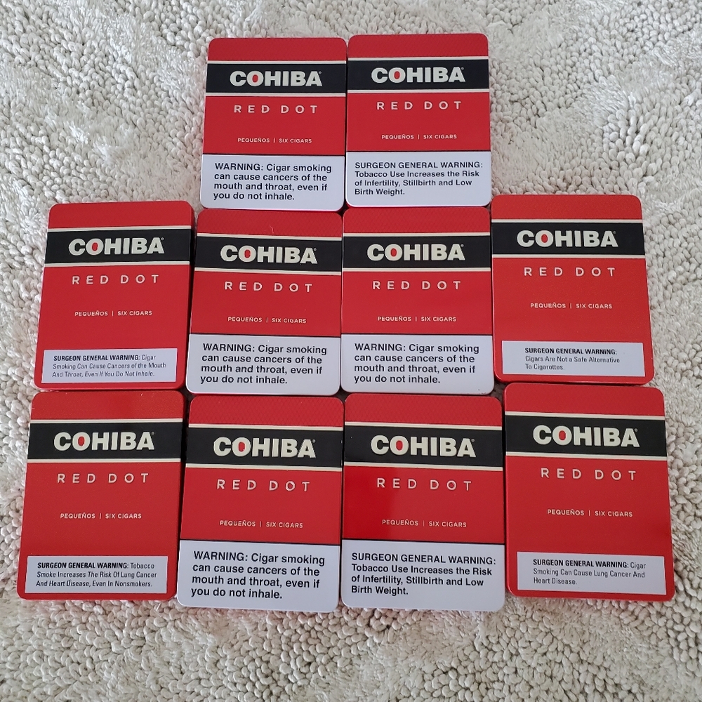 10 Ct COHIBA Red Dot Metal Tin Cigar Boxes Metal Hinged 3.5" W x 4.5"L x .5"H